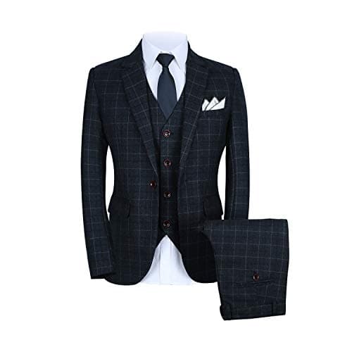 Slim Fit Plaid Suit Set for Men - Perfect for Wedding, Prom, Business