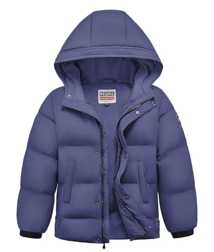 Boys Winter Hooded Puffer Jacket for Outdoor - Simplified English