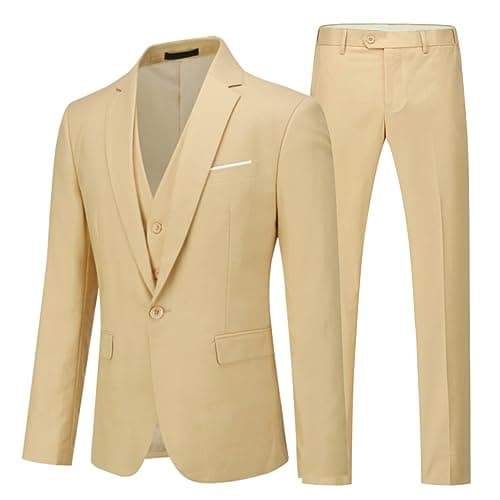 Cloudstyle Men's Slim Fit Notched Lapel 3-Piece Formal Suit Jacket & Pants Set