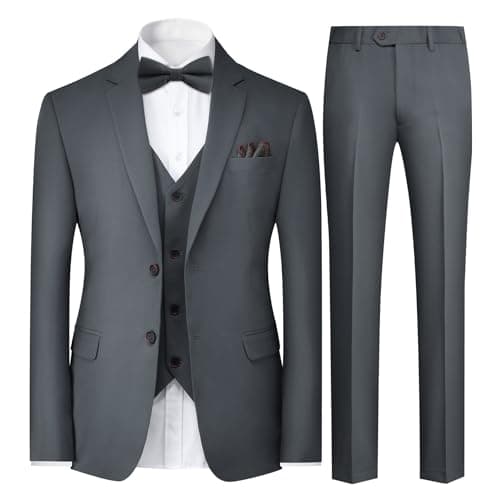 Cloudstyle Mens Classic Fit 3-Piece Wedding Dress Suit Jacket, Vest & Pants