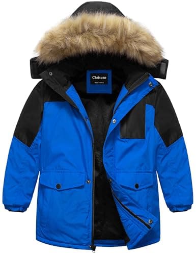 Chrisuno Boys' Waterproof Long Parka Winter Windbreaker Coat