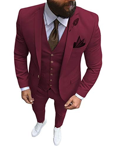Solove-Suit Men's 3-Piece Regular Fit One-Button Formal Suit for Wedding