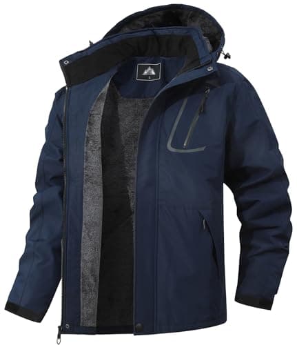 Men's Winter Mountain Coat with Fleece Lining and Hood