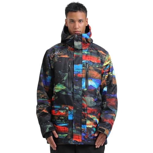 GSOU Men's Waterproof Windproof Insulated Ski Jacket for Snowboarding Winter Sports