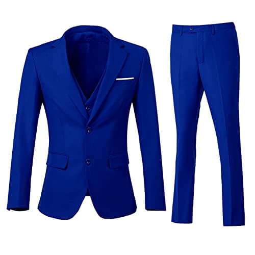ZKHOECR Men's 3-Piece Slim Fit Two-Button Suit Set Jacket & Pants