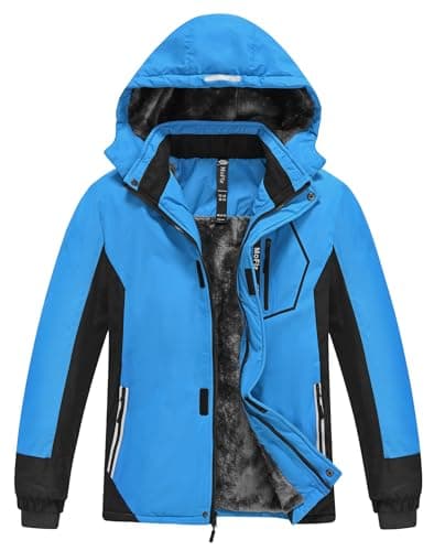 MoFiz Boys Waterproof Winter Hooded Ski Jacket with Zip Pockets