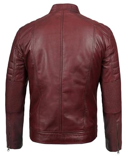 Decrum Men's Cafe Racer Leather Jacket - Real Lambskin Fashion