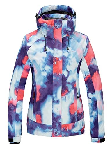 wantdo Women's Waterproof Ski Jacket Colorful Printed Warm Winter Parka