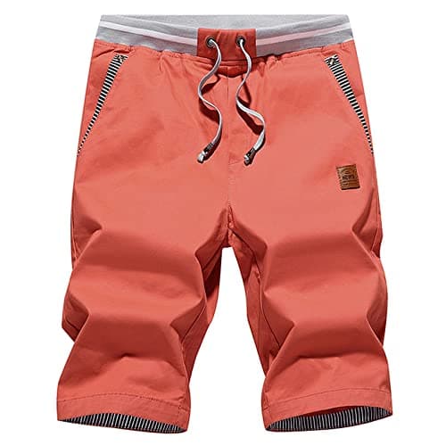 JustSun Men's Classic Fit Cotton Shorts with Elastic Waist and Pockets