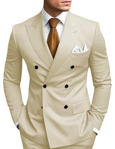 Double Breasted Suit Men Slim Fit 2 Piece Wedding Prom Set