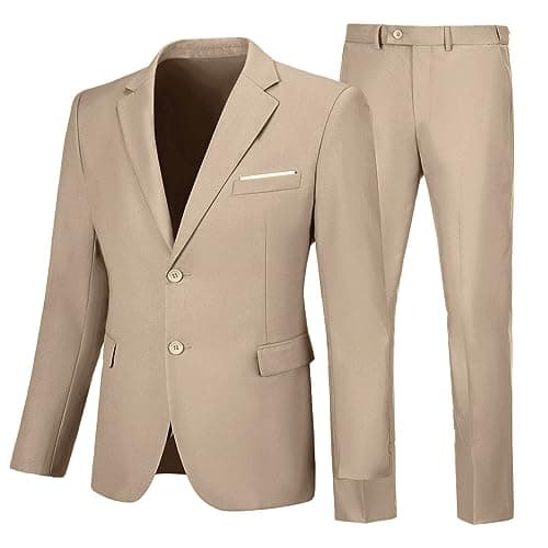 Elionm Men's Slim Fit 2-Piece Business Wedding Tuxedo Suit Jacket and Pants