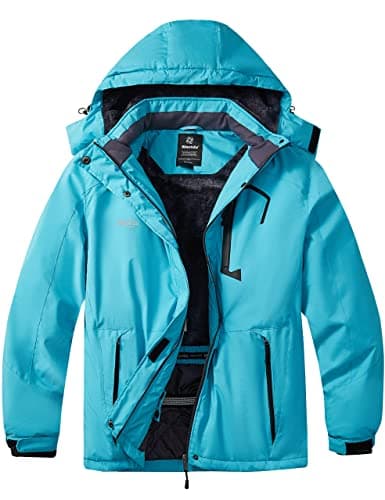 wantdo Women's Plus Size Waterproof Ski Jacket Winter Warm Hooded Coat