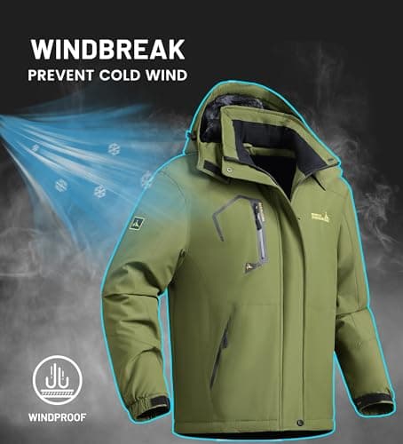 BOWOXO Men's Waterproof Winter Ski Jacket for Hiking