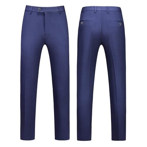 MOGU Mens Slim Fit 3 Piece Dress Suit Tuxedo One Button Side Vents