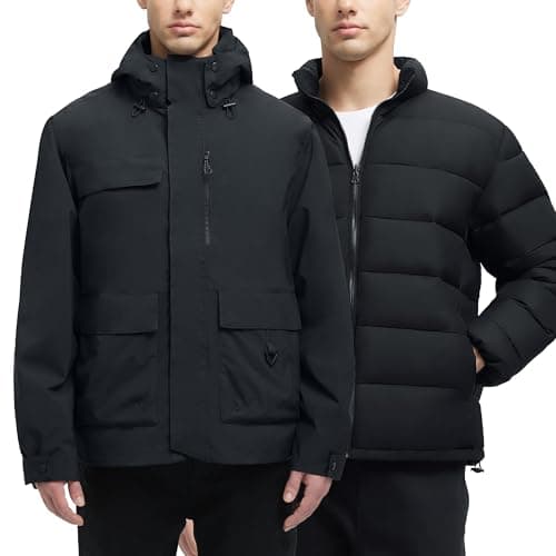 Men's Waterproof 3-in-1 Winter Ski Coat Puffer Liner Snow Windbreaker