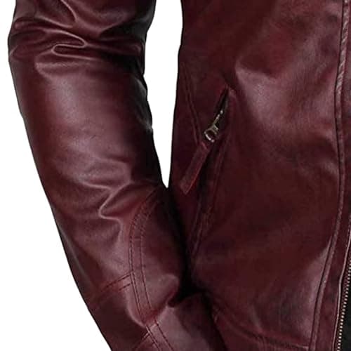 JEsilunmaMY Men's Distressed Punk Leather Jacket Vintage Motorcycle Bomber Coat