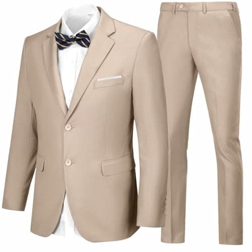 CAZUOYI Mens Slim Fit Prom & Business 2-Piece Suit Jacket & Pants Set