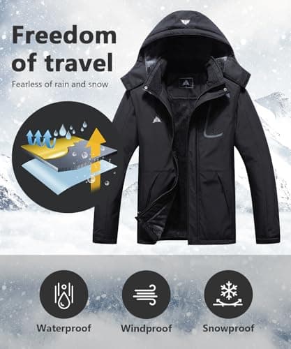 Men's Winter Mountain Coat with Fleece Lining and Hood