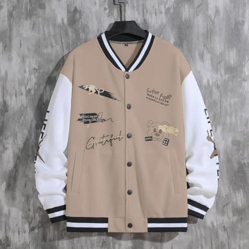 Xoxingysm Unisex Vintage Color Block Baseball Jacket