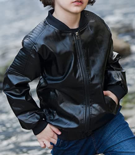 TLAENSON Boys' Faux Leather Motorcycle Jackets for Toddler to 12-Year-Old Kids
