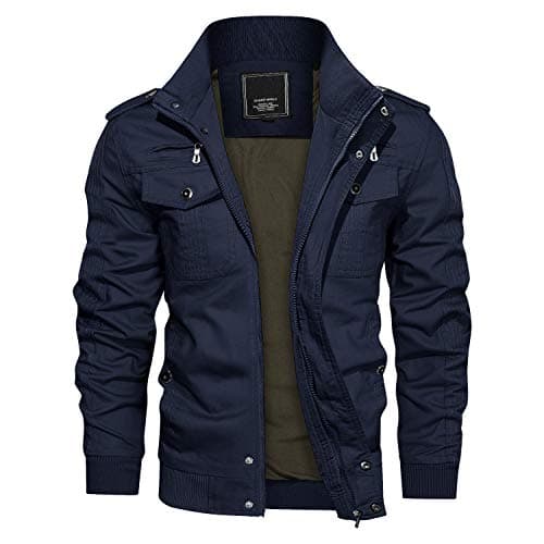 CRYSULLY Men's Casual Windbreaker Jacket with Cargo Pockets