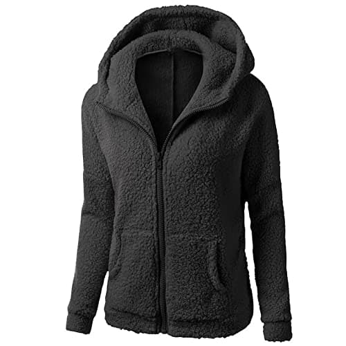 YMADREIG Women's 2023 Winter Fuzzy Fleece Zip-Up Hoodie Coats Plus Size Warm