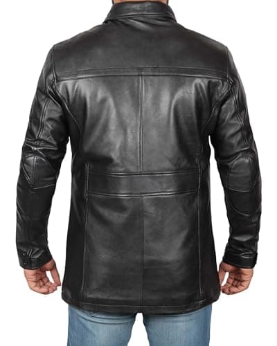 Fjackets Real Lambskin ¾ Length Leather Coat for Men - Brown & Black