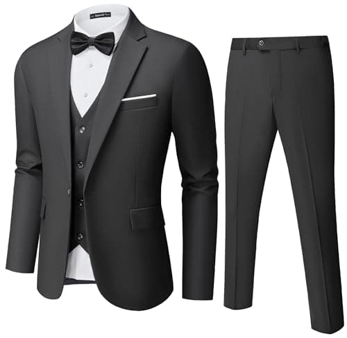 Saruit Men's Slim Fit 3-Piece Tuxedo Set for Prom and Weddings