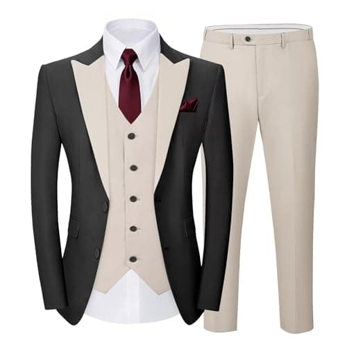 SPTALLFITJSV Slim Fit 3-Piece Men's Wedding Suit Set