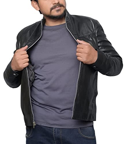 EASTIFIED Men's Slim Fit Lightweight Faux Leather Casual Motorcycle Jacket
