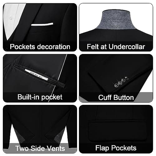 MAGE MALE Men's 3-Piece Slim Fit Suit Set: Elegant Blazer, Vest, and Pants
