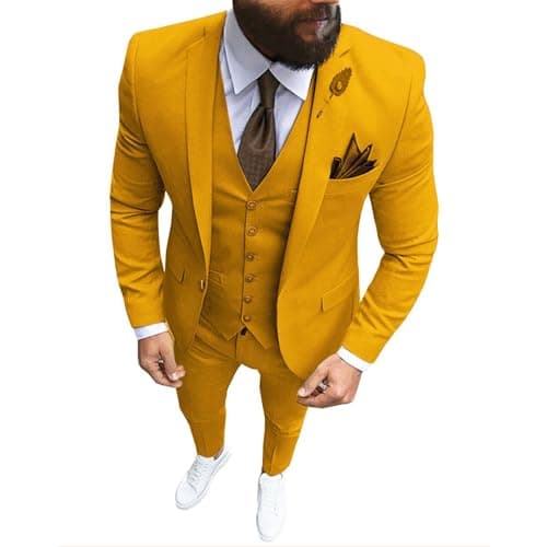 Solove-Suit Men's 3-Piece Regular Fit One-Button Formal Suit for Wedding