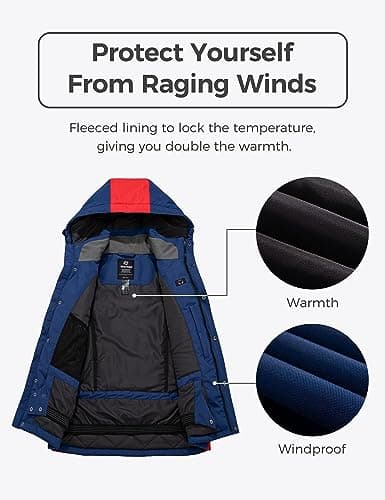 wantdo Men's Mountain Waterproof Ski Jacket for Winter Snowboarding