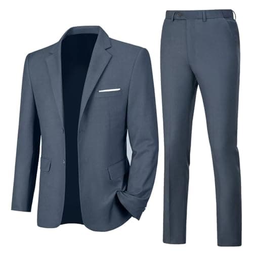 Lynerun Men's Slim Fit 2-Piece Prom Tuxedo Suit Jacket and Pants Set