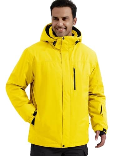 FREE SOLDIER Men's Waterproof Winter Ski Jacket with Hood and Fleece Lining