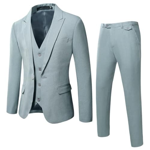 WULFUL Men’s Slim Fit 3-Piece Suit: Blazer, Vest & Pants for Business and Weddings