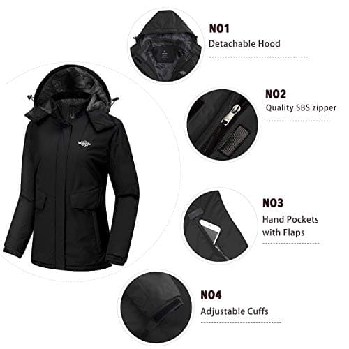 wantdo Women's Waterproof Winter Ski Coat Warm Windproof Snow Fleece Raincoat