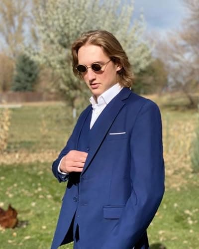 Cloudstyle Men's 3-Piece 2-Buttons Slim Fit Solid Color Smart Wedding Suit