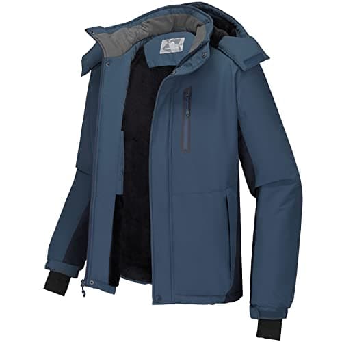 Men's Waterproof Winter Ski Jacket with Detachable Hood and Fleece Lining by CAMEL CROWN.