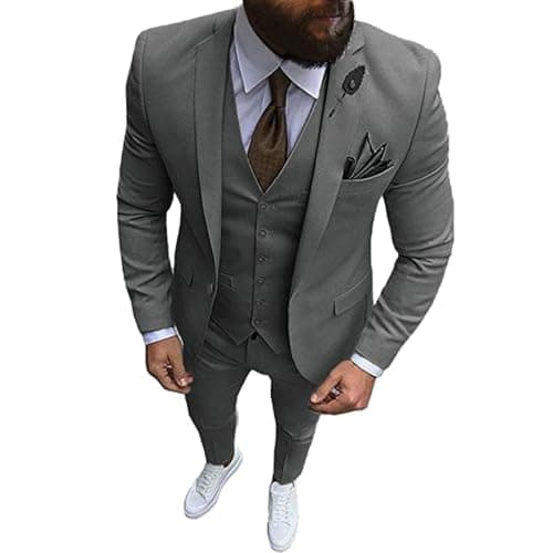 Solove-Suit Men's 3-Piece Regular Fit One-Button Formal Suit for Wedding