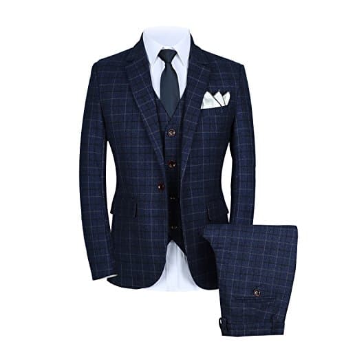 Slim Fit Plaid Suit Set for Men - Perfect for Wedding, Prom, Business