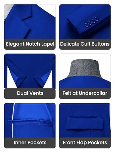 Saruit Men's Slim Fit 3-Piece Tuxedo Set for Prom and Weddings