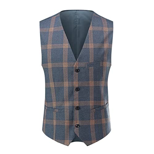 YFFUSHI Men's Plaid 3 Piece Suit Slim Fit Tuxedo