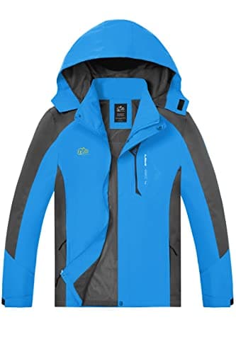 TEZO Men's Hooded Rain Jacket - Waterproof Hiking Windbreaker
