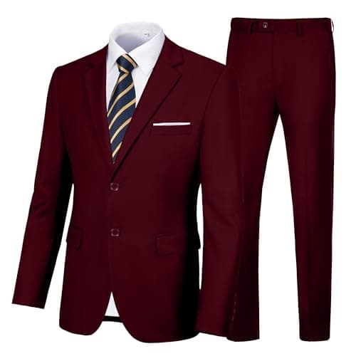 Amyox Men's Slim Fit Two Piece Wedding Prom Suit Jacket & Pants Set