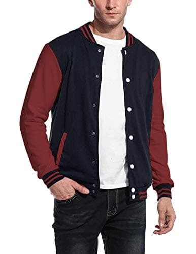 COOFANDY Men's Slim Fit Cotton Varsity Baseball Bomber Jacket