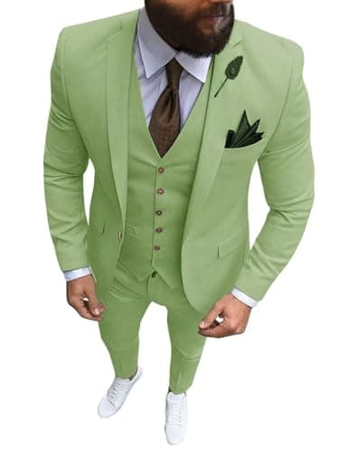 Wangyue Men's Slim Fit 3 Piece Suit Set