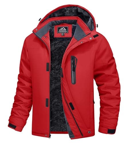 MAGCOMSEN Men's Water Resistant Winter Ski Snow Rain Jacket with Hood