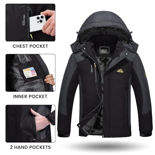 TACVASEN Men's Winter Water-Resistant Fleece Snow Ski Military Tactical Parka Jacket Raincoat