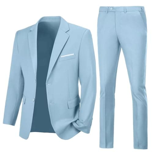 Lynerun Men's Slim Fit 2-Piece Prom Tuxedo Suit Jacket and Pants Set